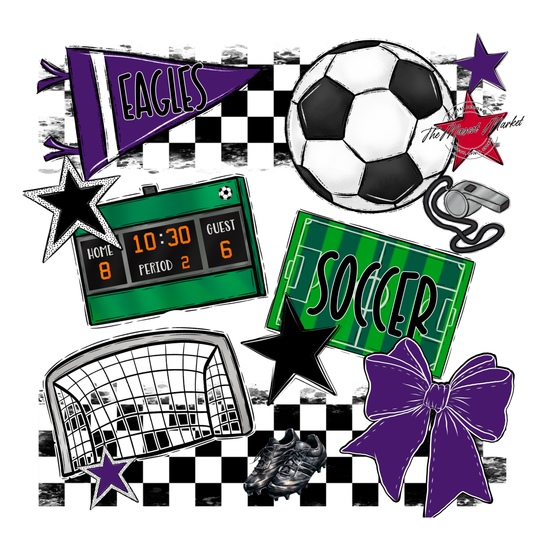 Eagles Soccer Checkers Design-Purple