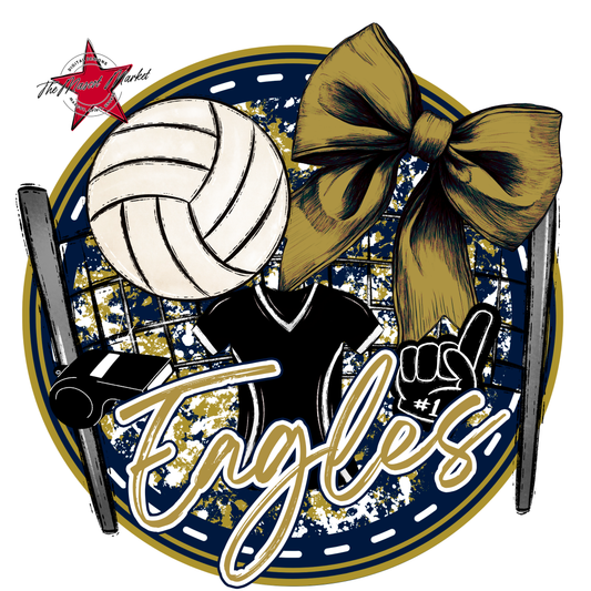 Eagles Circle Volleyball Design-Navy-Gold