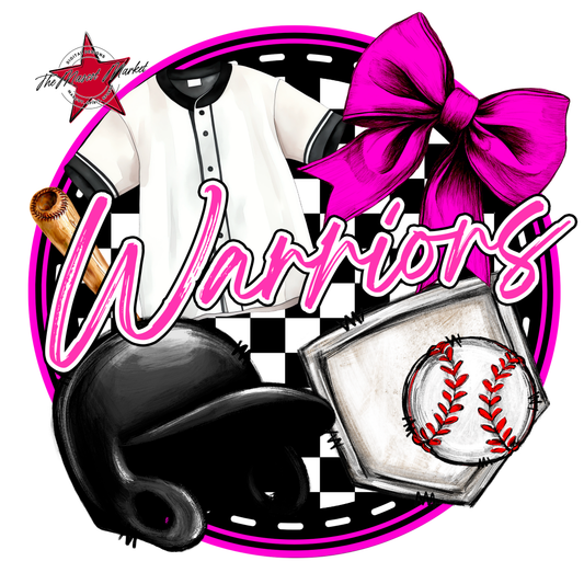 Warriors Circle Baseball Design-Pink