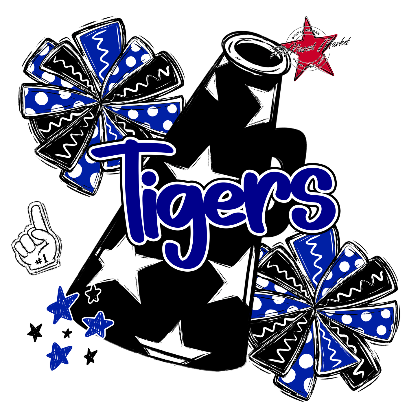 Tigers Alpha Megaphone Design-Royal Blue