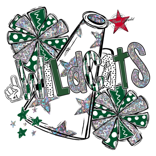 Wildcats Cheer Megaphone Scrape-Green