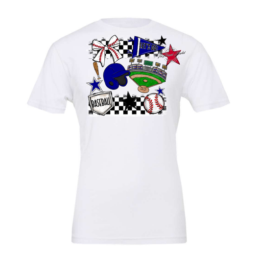 Baseball Checkers Spirit Design-Blue