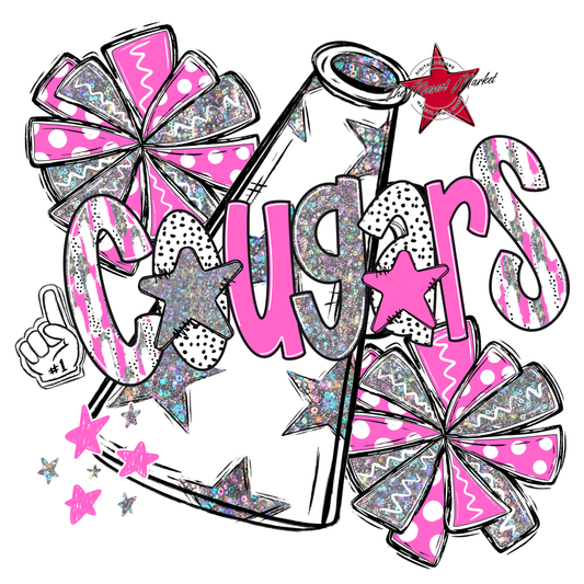 Cougars Cheer Megaphone Scrape-Baby Pink