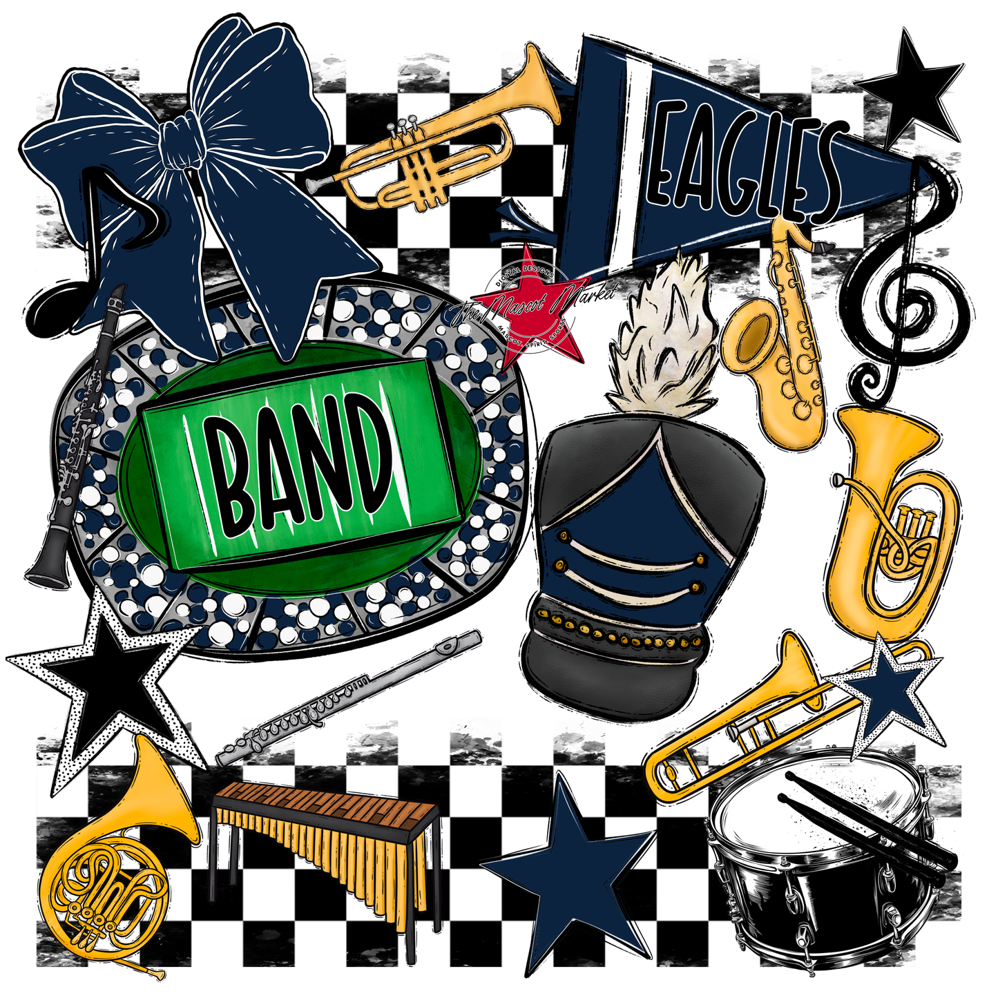 Eagles Band Checkers Design-Navy