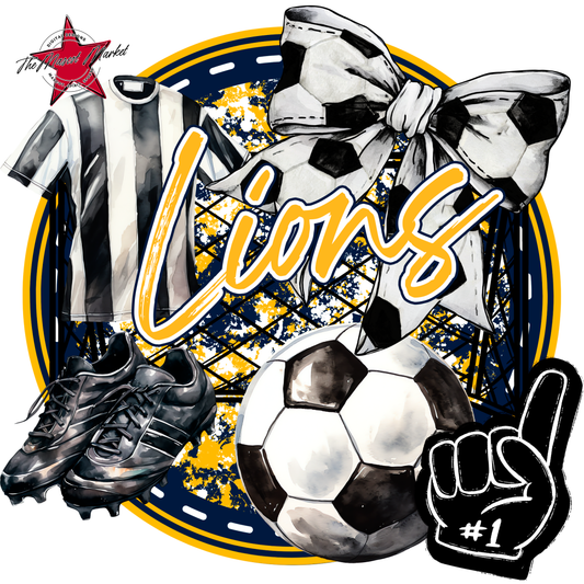 Lions Circle Soccer Design-Navy-Yellow