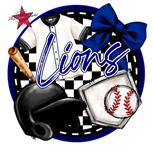 Lions Circle Baseball Design-Blue