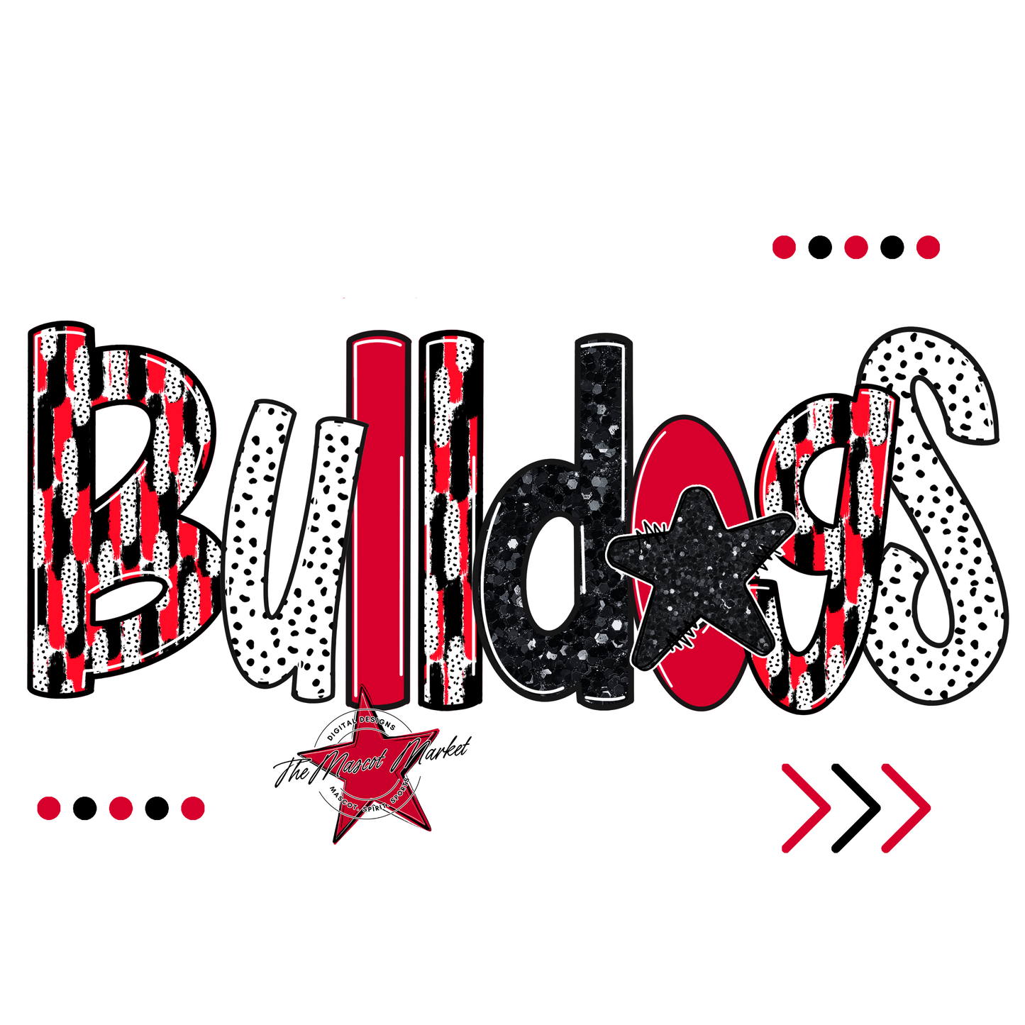 Bulldogs Brushstroke Alpha w Arrows-Red