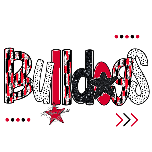 Bulldogs Brushstroke Alpha w Arrows-Red