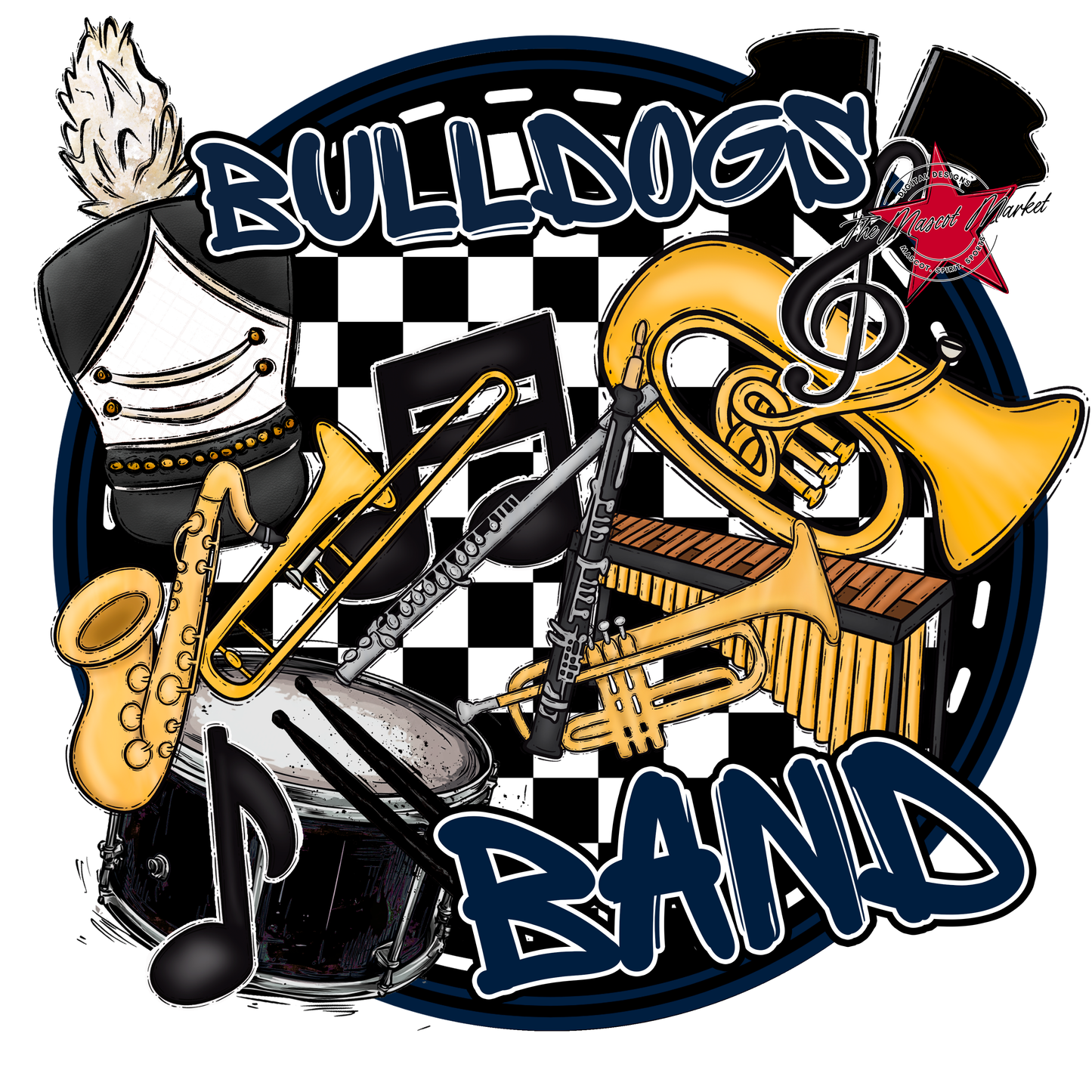Bulldogs Circle Band Design-Navy