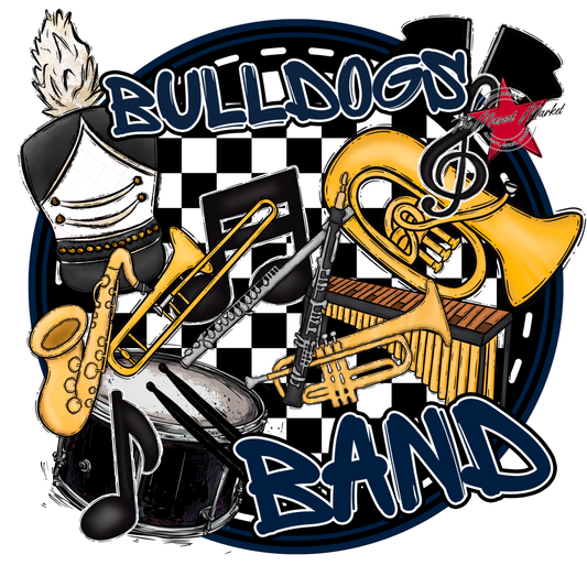 Bulldogs Circle Band Design-Navy