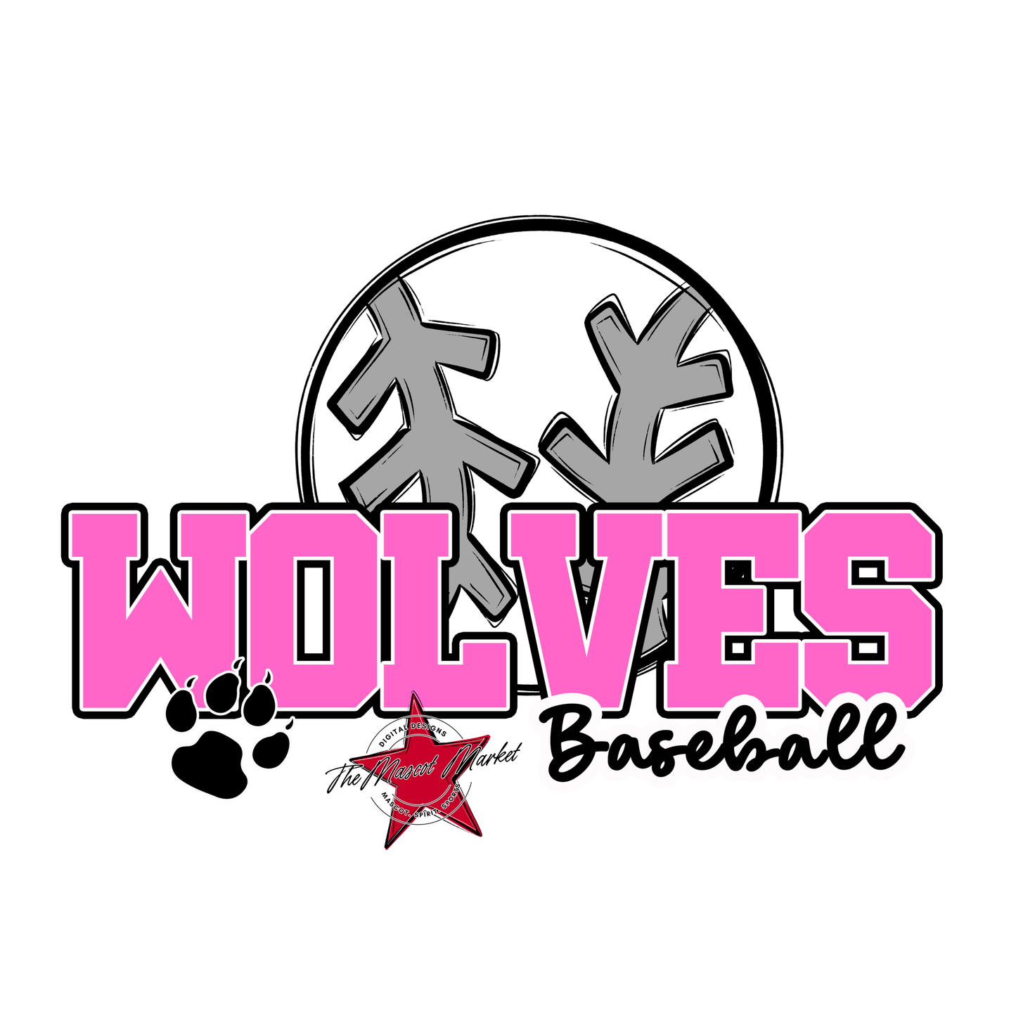 Wolves Varsity Baseball-Baby Pink