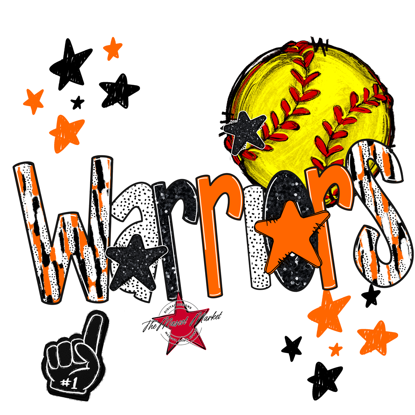 Warriors Softball Scrape-Orange