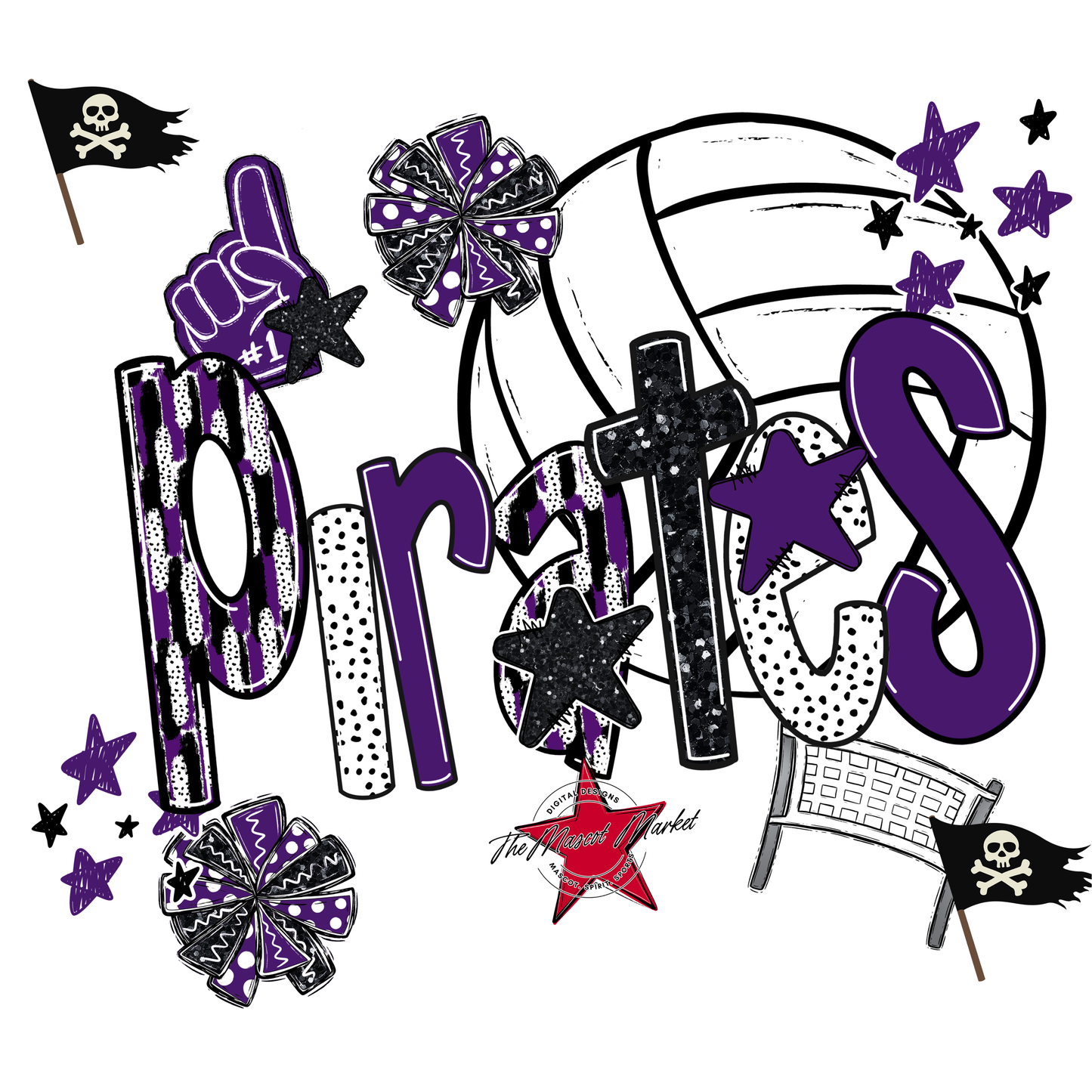 Pirates Volleyball Scrape-Purple