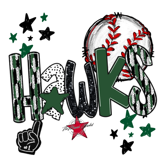 Hawks Baseball Scrape-Green