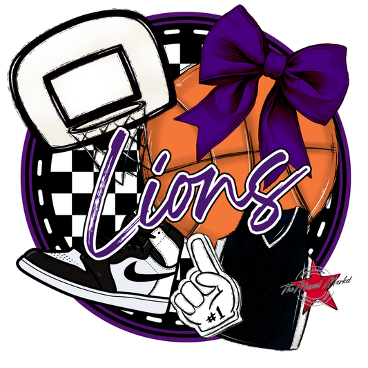 Lions Circle Basketball Design-Purple