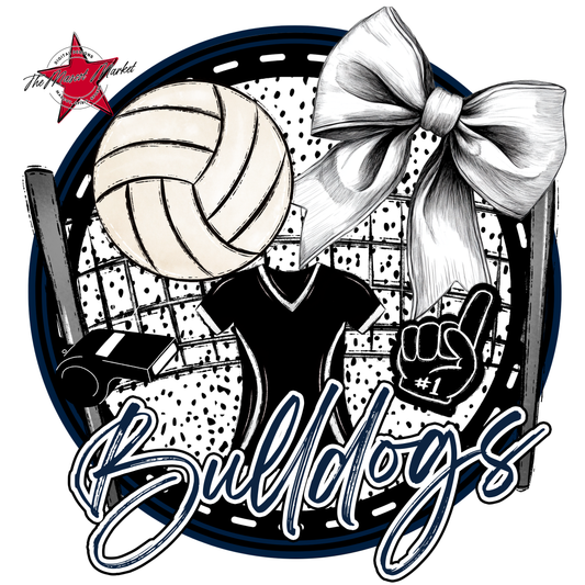 Bulldogs Circle Volleyball Design-Navy