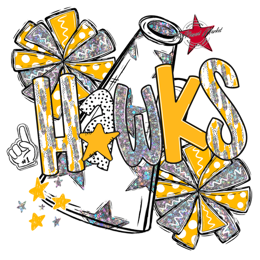 Hawks Cheer Megaphone Scrape-Yellow