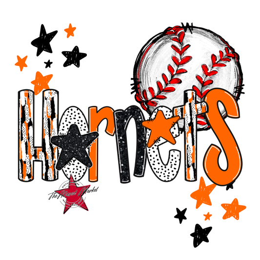 Hornets Baseball Scrape-Orange