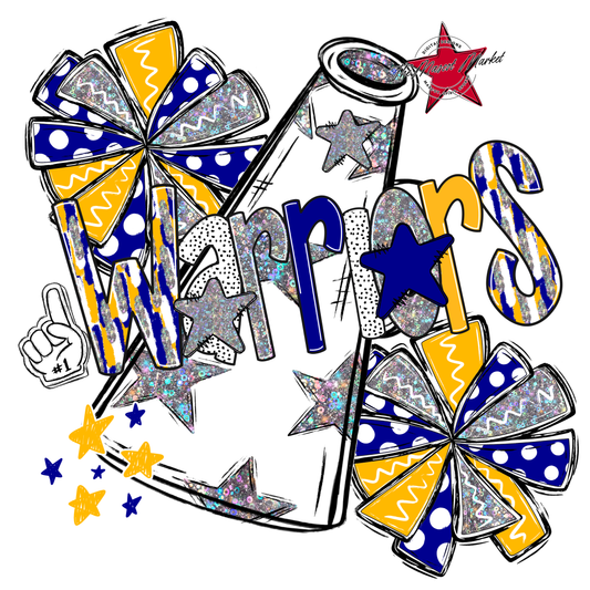Warriors Cheer Megaphone Scrape-Blue-Yellow