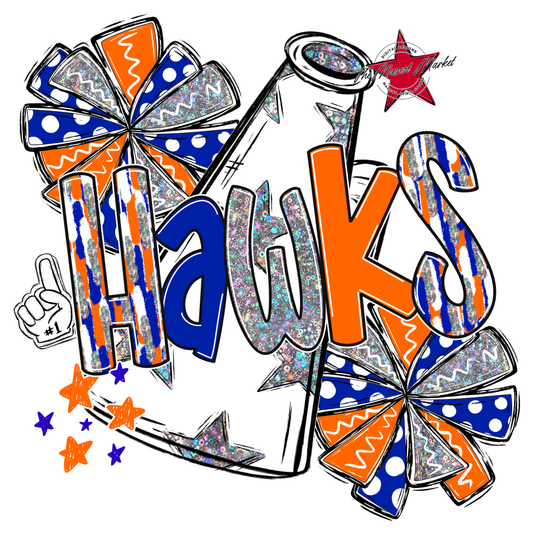 Hawks Cheer Megaphone Scrape-Blue-Orange