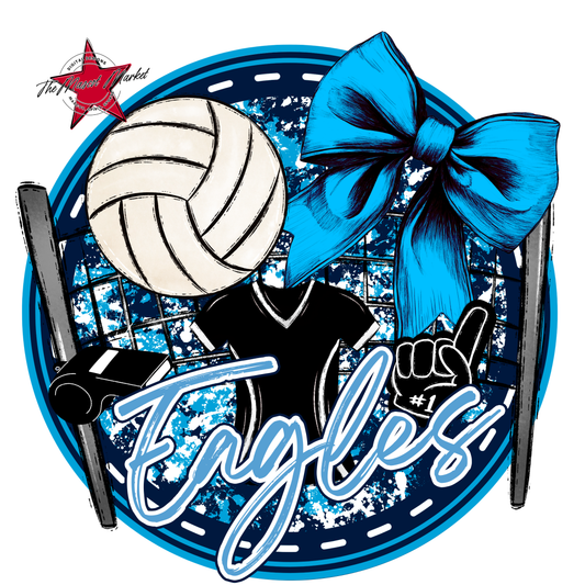 Eagles Circle Volleyball Design-Navy-Carolina Blue