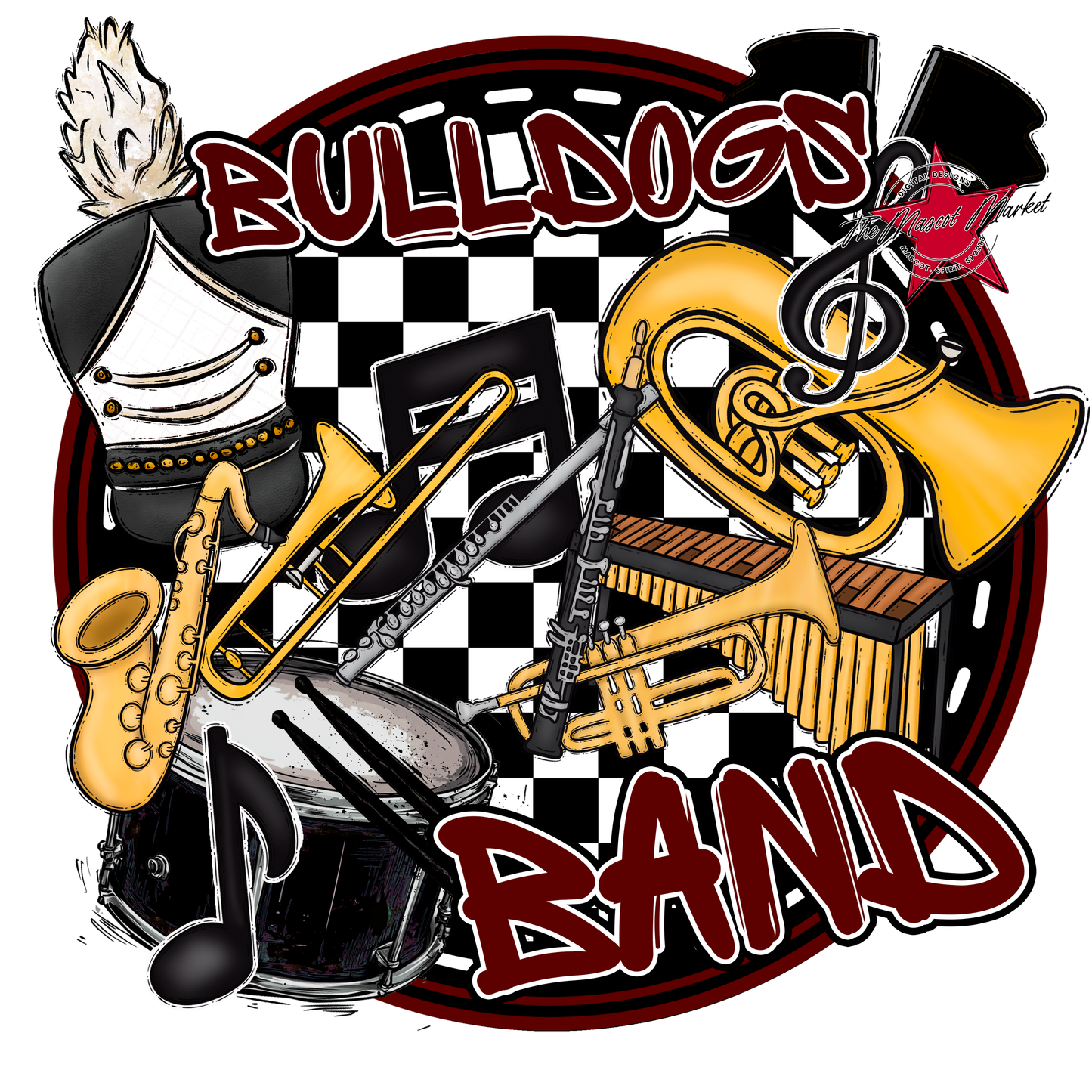 Bulldogs Circle Band Design-Maroon