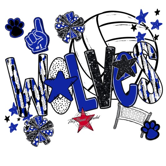 Wolves Volleyball Scrape-Royal Blue