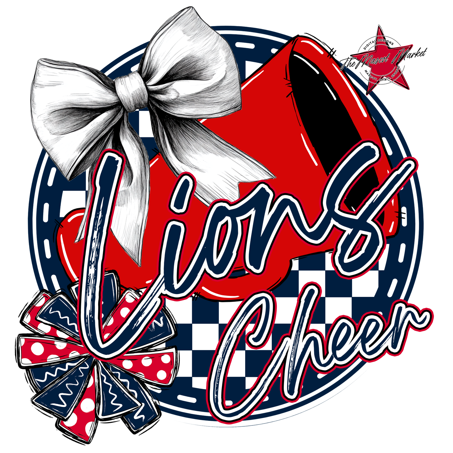 Lions Circle Cheer Design-Navy-Red