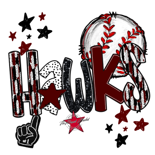 Hawks Baseball Scrape-Maroon