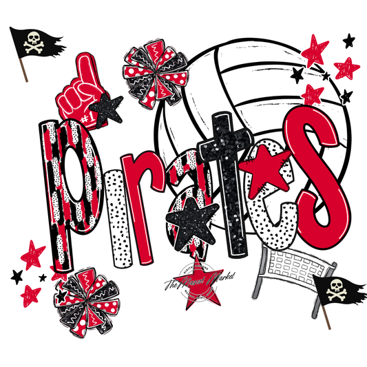 Pirates Volleyball Scrape-Red