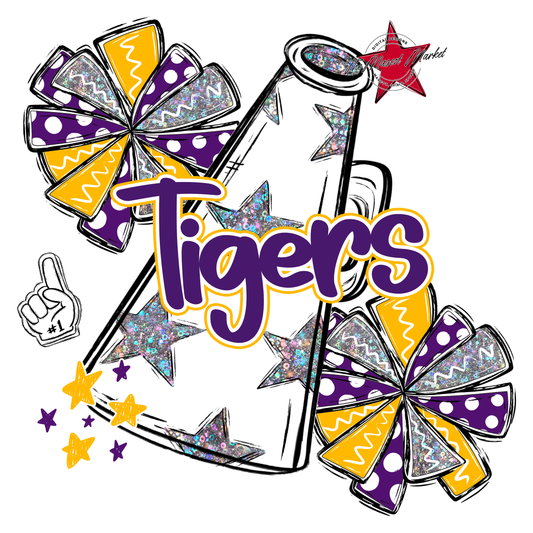 Tigers Alpha Megaphone Design-Purple-Yellow