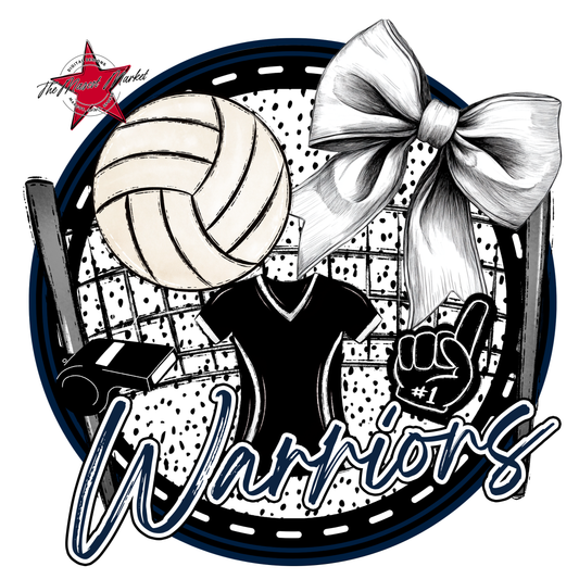 Warriors Circle Volleyball Design-Navy