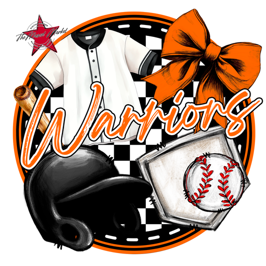 Warriors Circle Baseball Design-Orange