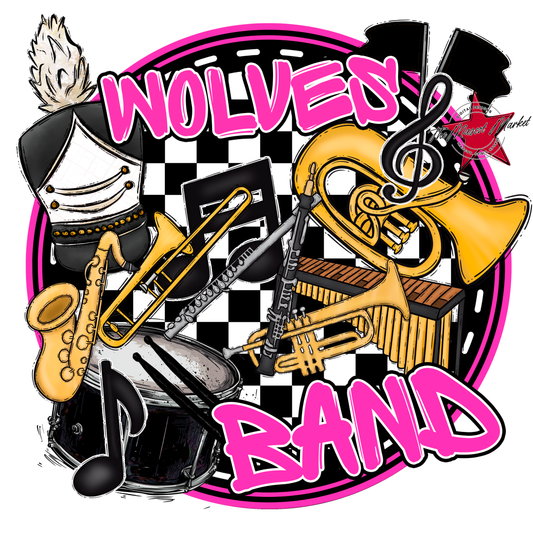 Wolves Circle Band Design-Pink