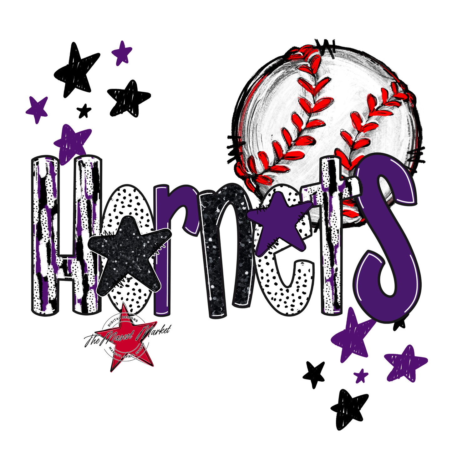 Hornets Baseball Scrape-Purple