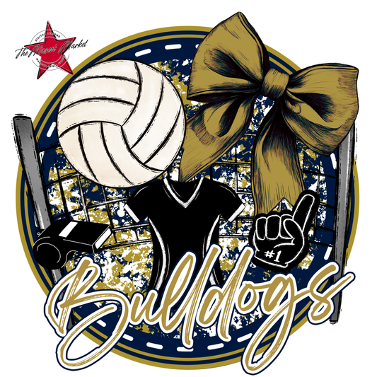 Bulldogs Circle Volleyball Design-Navy-Gold