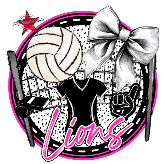 Lions Circle Volleyball Design-Pink