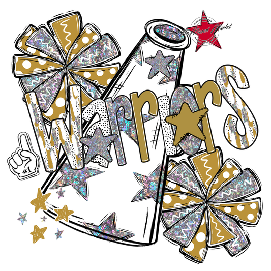 Warriors Cheer Megaphone Scrape-Gold