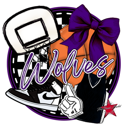 Wolves Circle Basketball Design-Purple