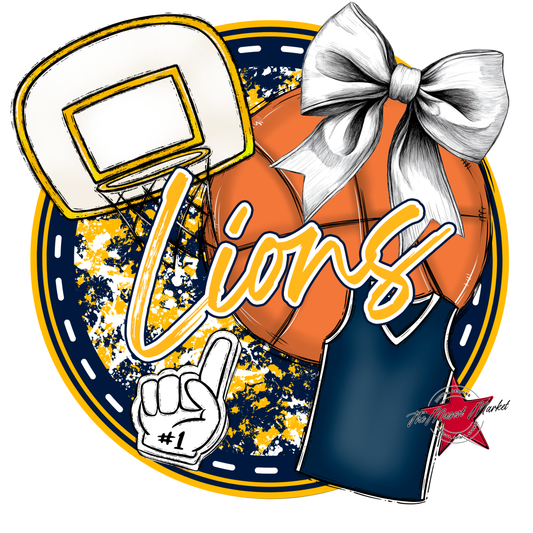 Lions Circle Basketball Design-Navy-Yellow