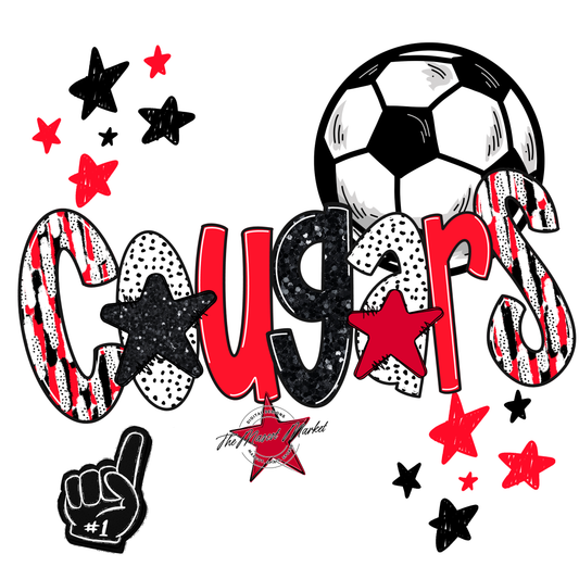 Cougars Soccer Scrape-Bright Red