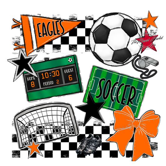 Eagles Soccer Checkers Design-Orange