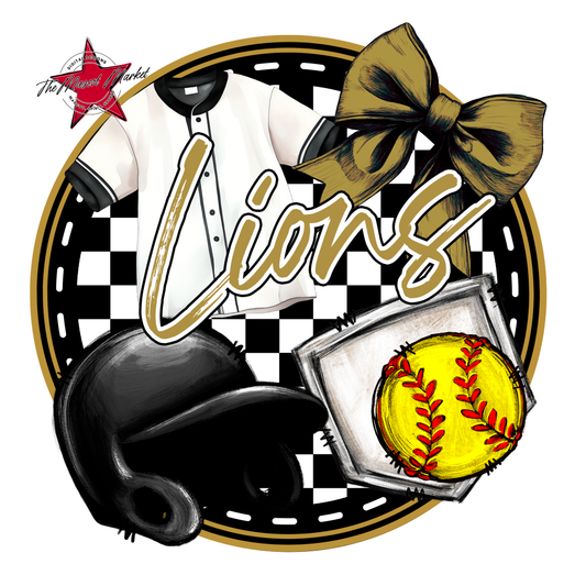 Lions Circle Softball Design-Gold