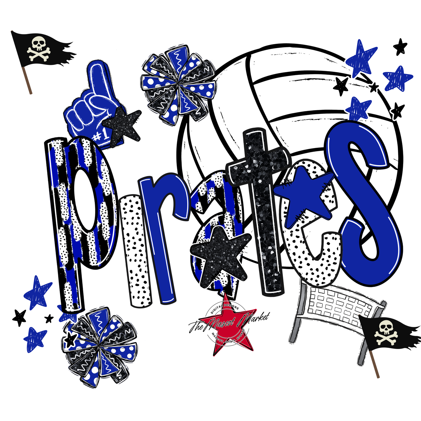 Pirates Volleyball Scrape-Royal Blue