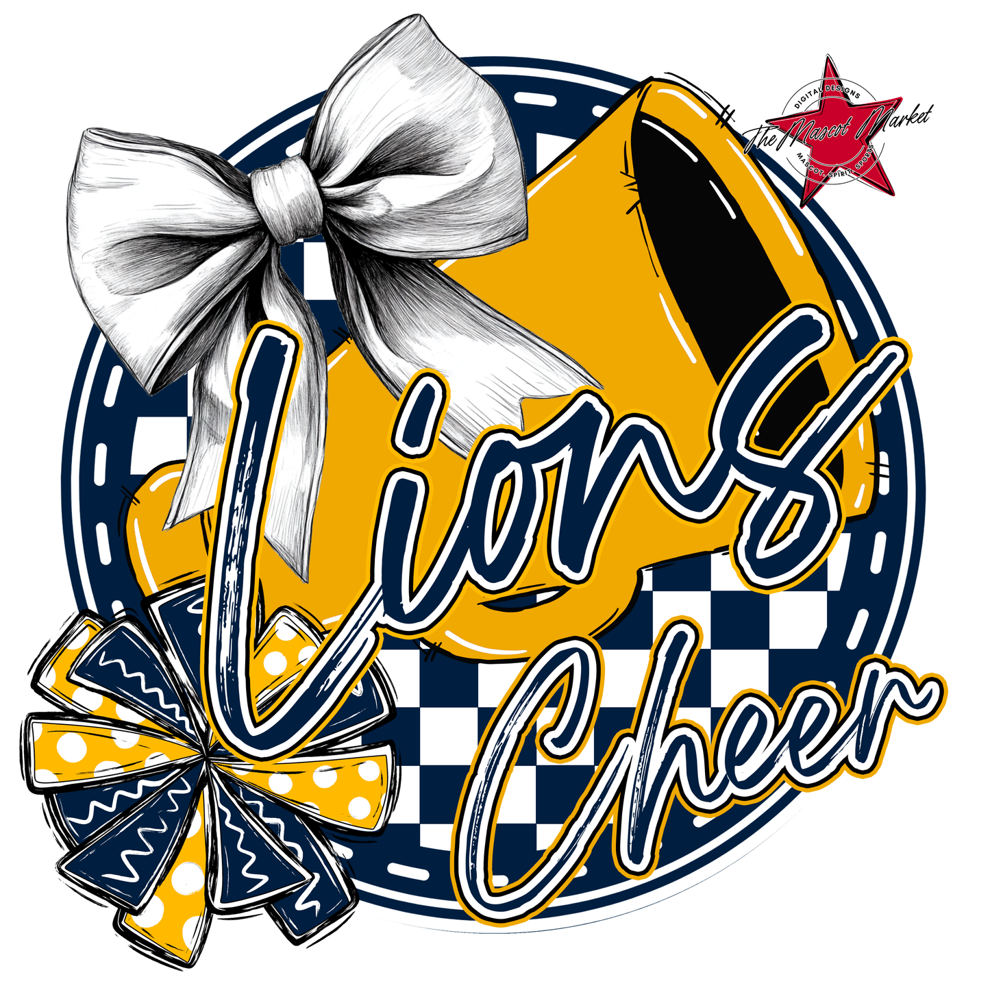 Lions Circle Cheer Design-Navy-Yellow