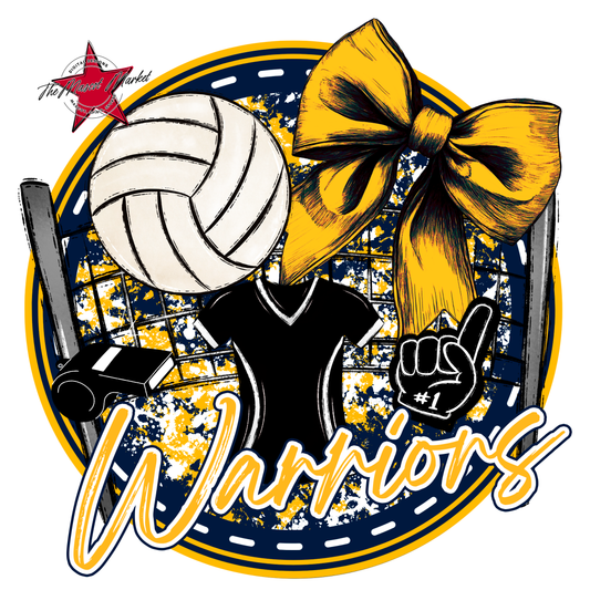 Warriors Circle Volleyball Design-Navy-Yellow