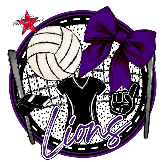 Lions Circle Volleyball Design-Purple