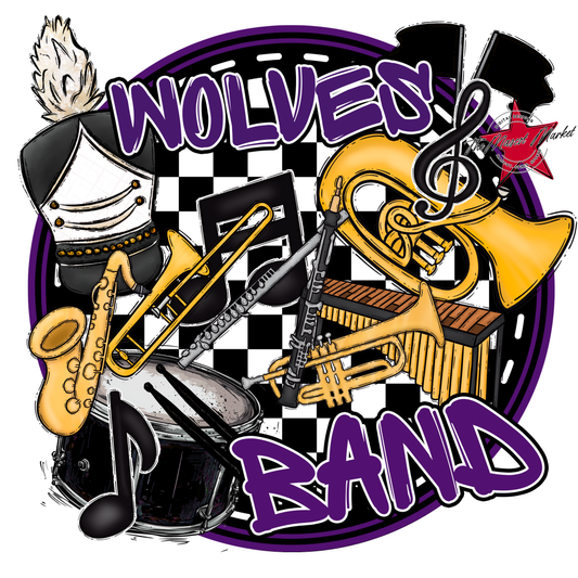 Wolves Circle Band Design-Purple