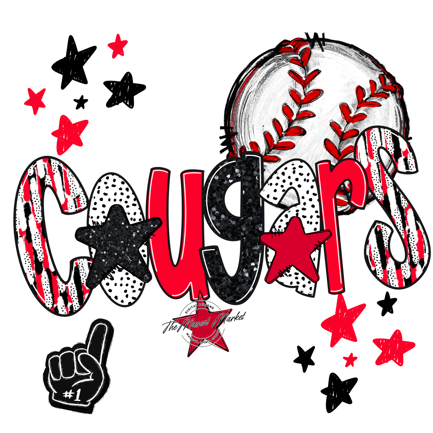 Cougars Baseball Scrape-Red