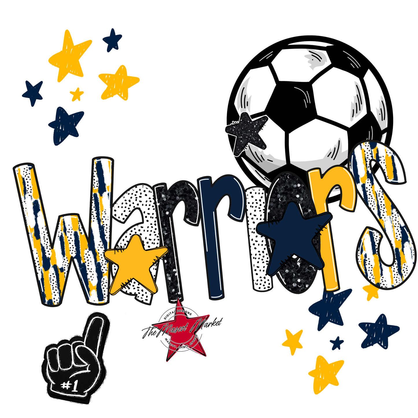 Warriors Soccer Scrape-Navy-Yellow